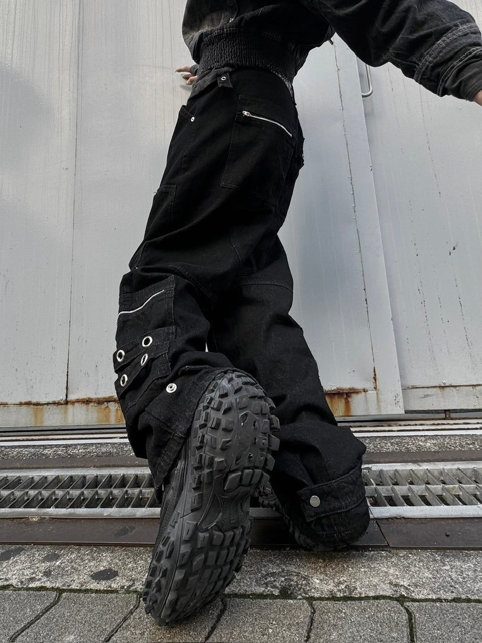 受注制【Chikashitsu +】steel ring denim cargo pants