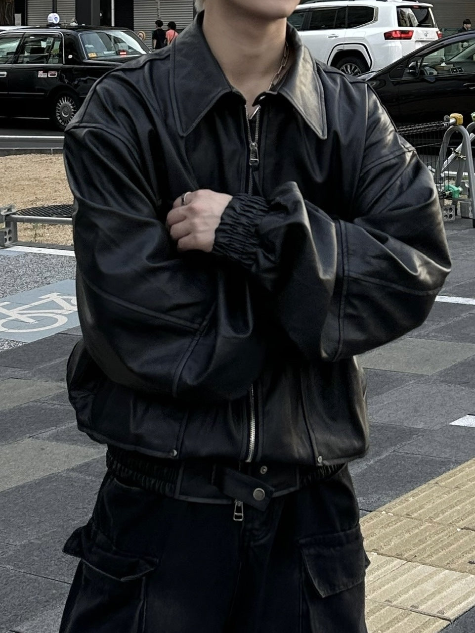 大阪店WEB限定受注制【Chikashitsu +】washing vegan leather jacket (2color)