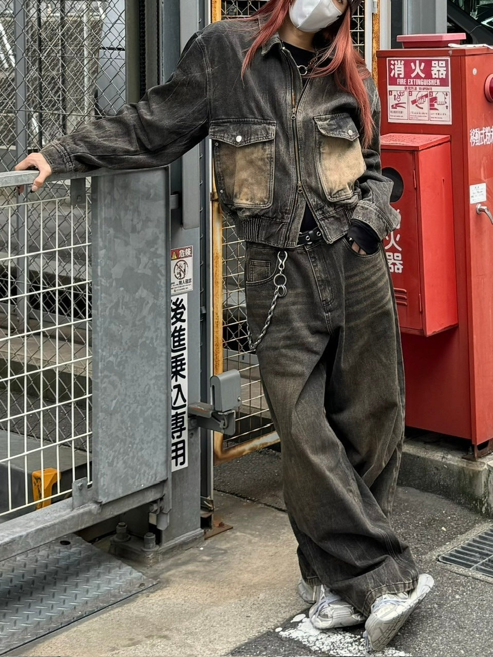 大阪店WEB限定受注制【Chikashitsu +】vintage wash wide denim pants (brown)