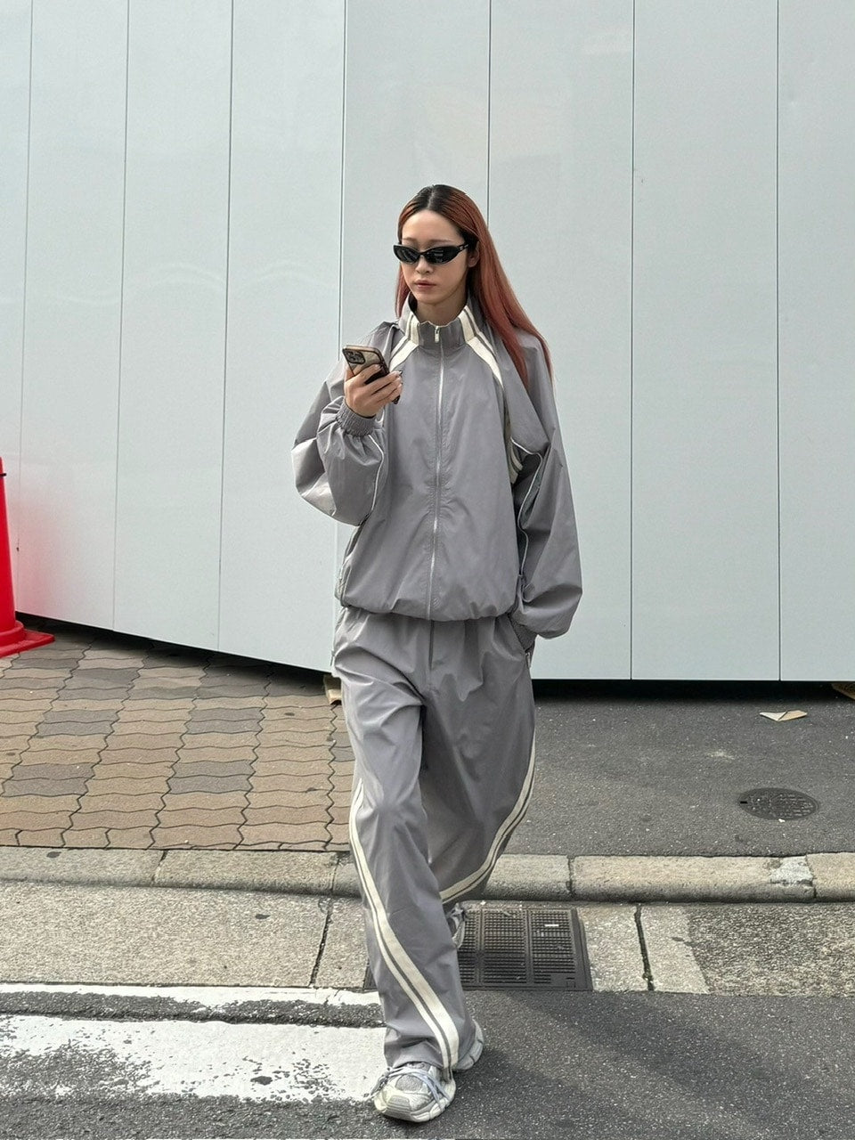 受注制【Chikashitsu +】set up line track jacket (2color