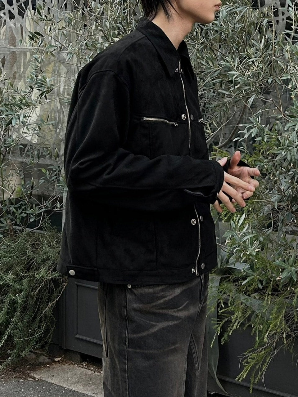 受注制【Chikashitsu +】fake suede zipper blouson (3color) /【チカシツプラス】フェイクスエードスナップボタン＆ジッパーブルゾン