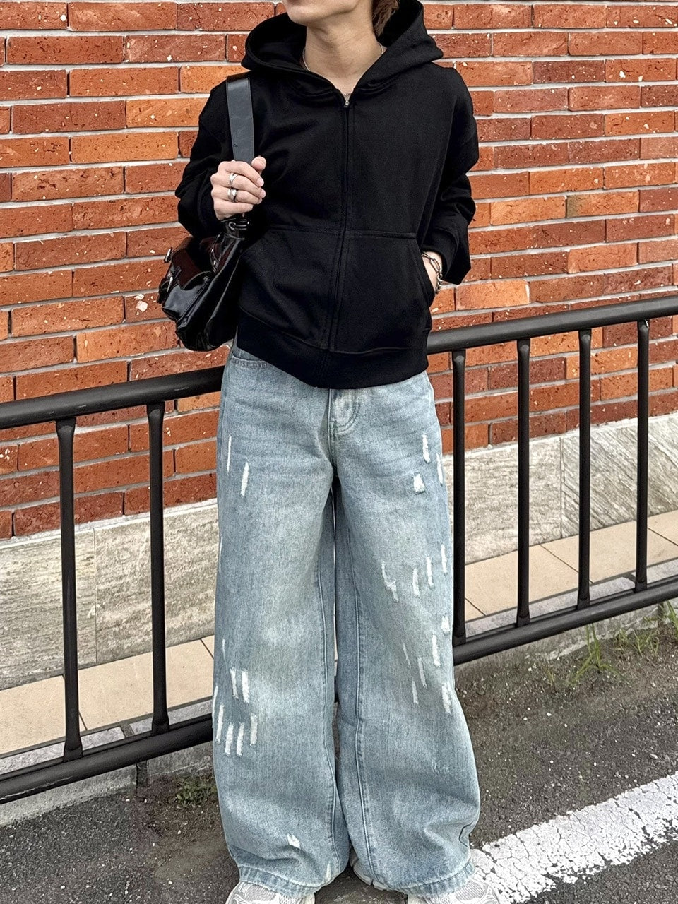 国際配送【RENOL】cropped zip up hoodie (2color)