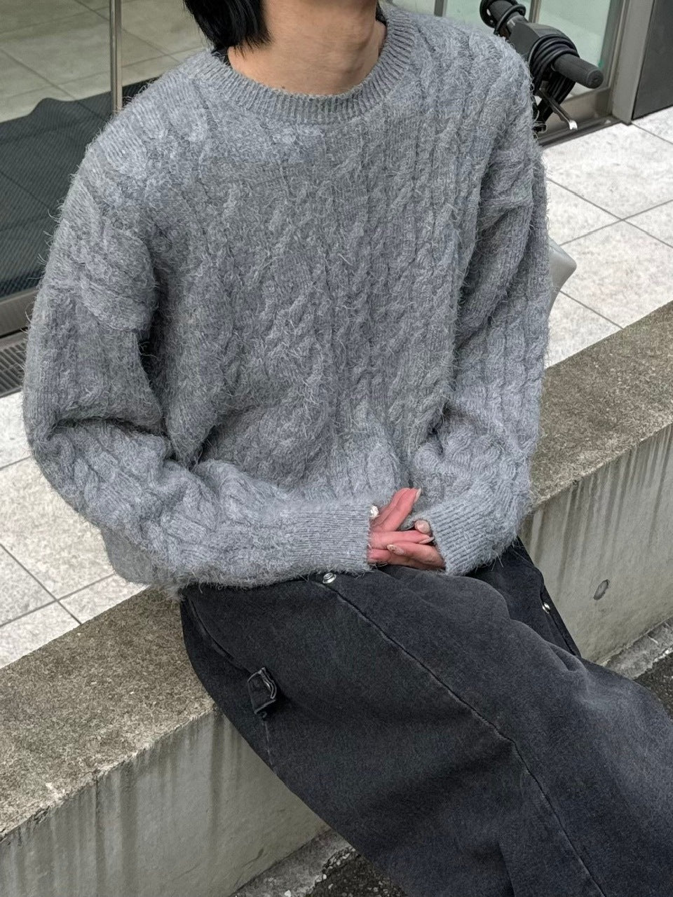 受注制【Chikashitsu +】angora like cable knit (3color)