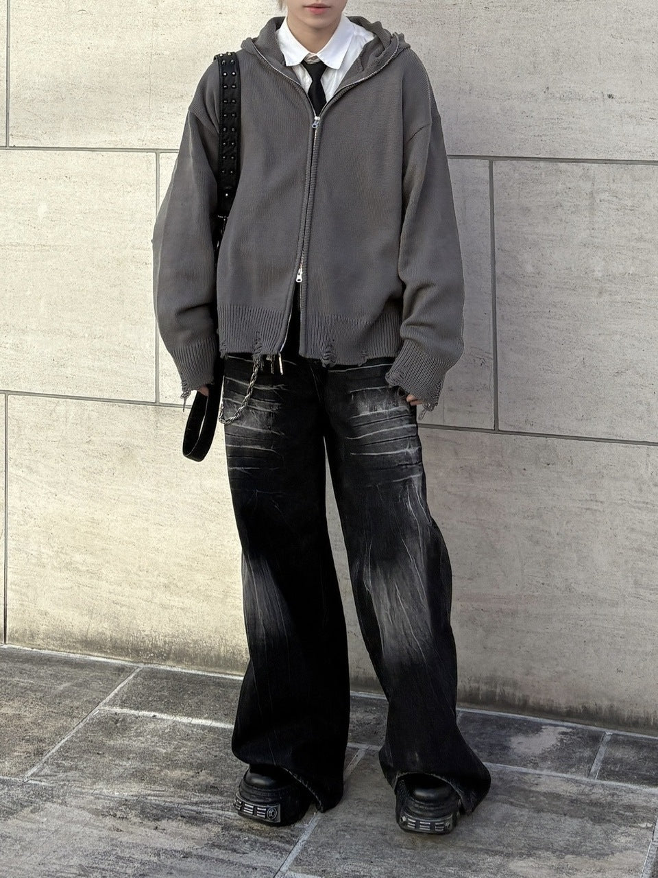 大阪店WEB限定受注制【Chikashitsu +】full zip up knit hoodie (3color)