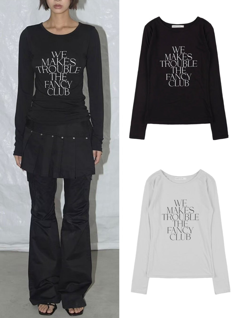 【FANCY CLUB】WE MAKES TROUBLE LONG SLEEVE / 【ファンシークラブ】ロゴ長袖Tシャツ