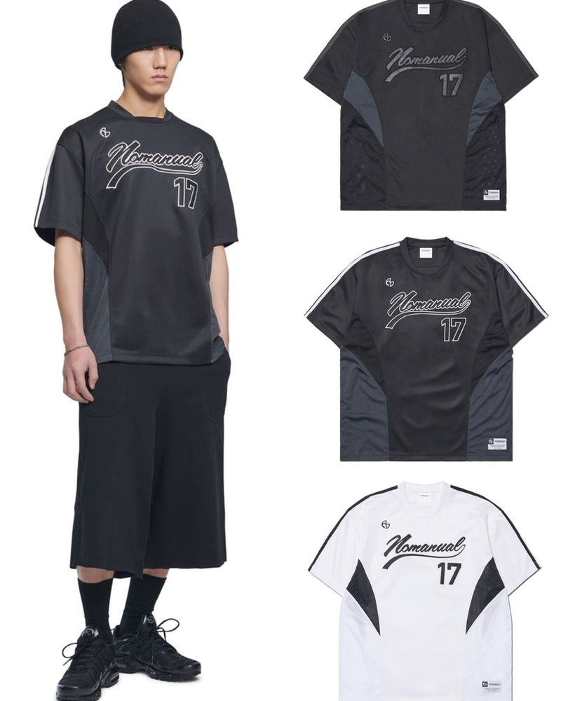 【NOMANUAL】SWEEP BASEBALL JERSEY / 【ノーマニュアル】ベースボールジャージロゴ半袖Tシャツ
