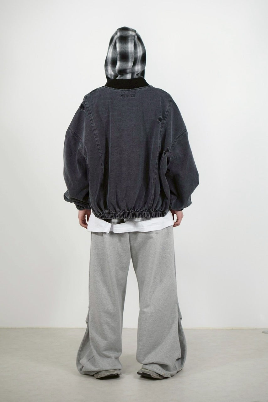 【Chikashitsu +】denim flight bomber jacket (2color)