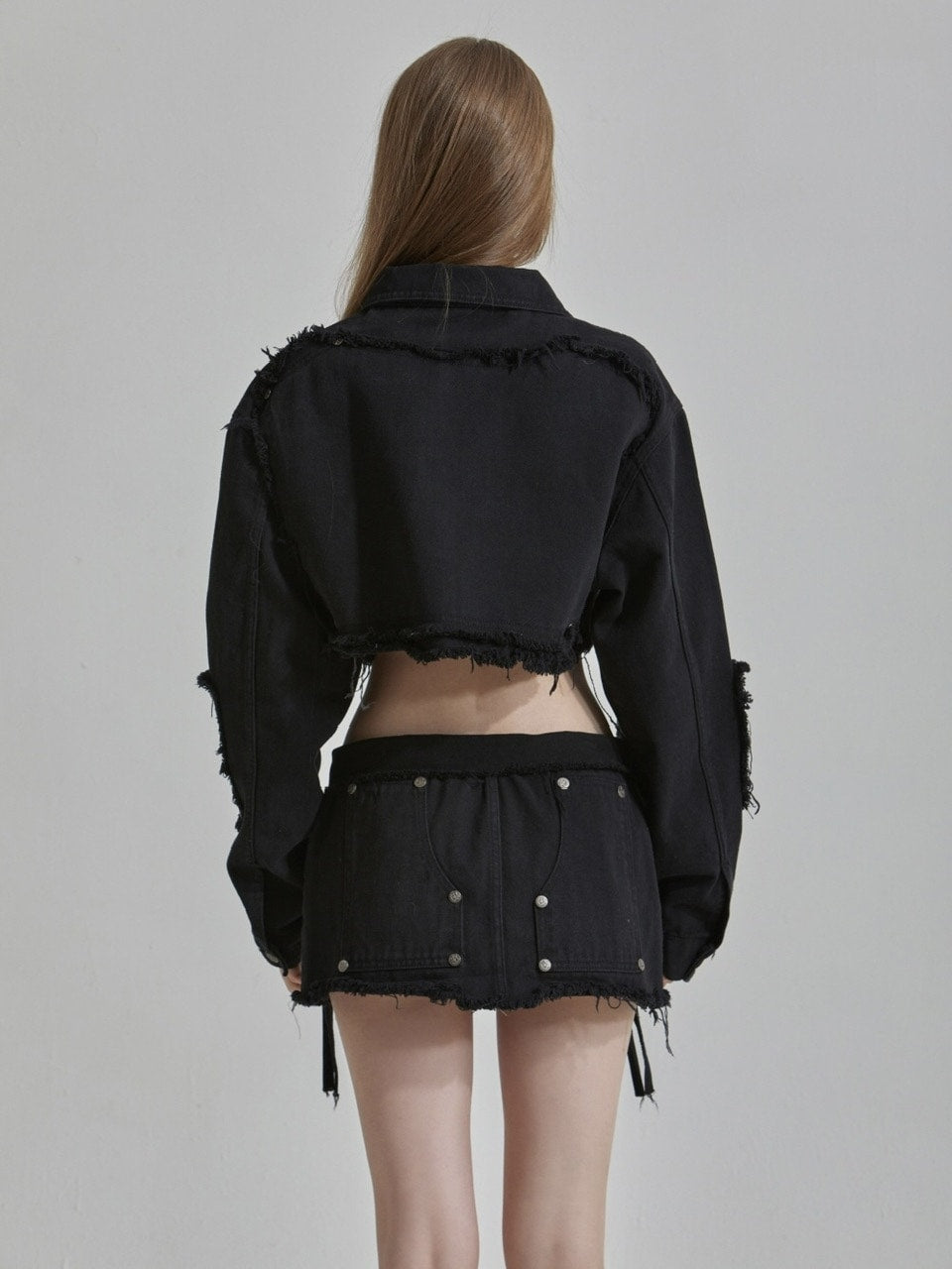 【GATELESS】FRINGE CROPPED DENIM JACKET