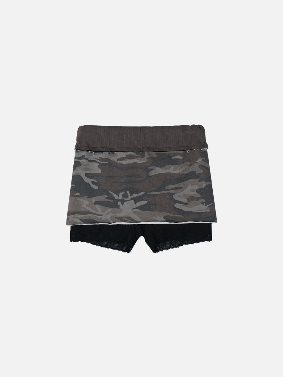 【GATELESS】CAMOUFLAGE MINI SKIRT PANTS