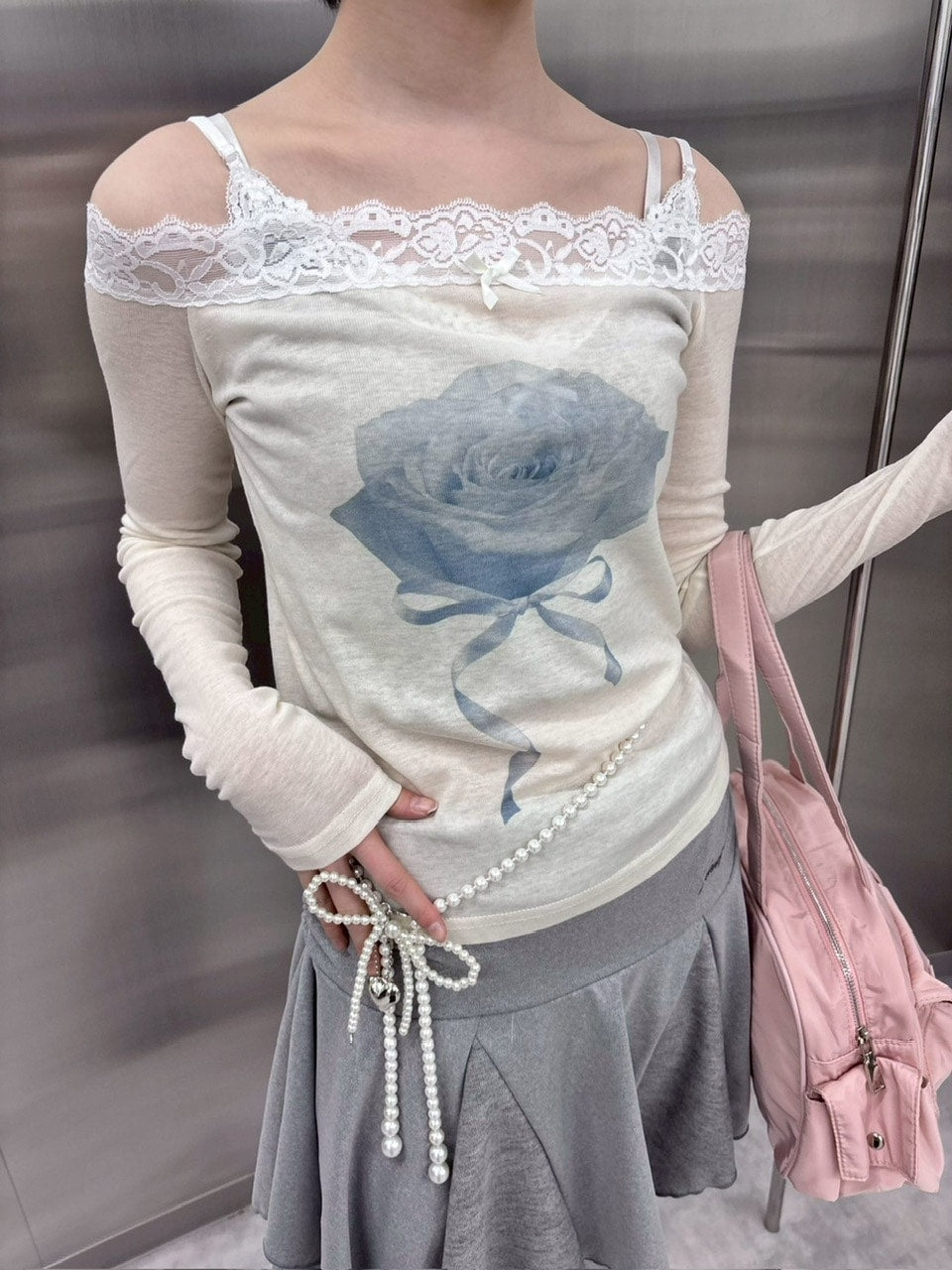 受注制【nmtc +】rose off long sleeve (3color)