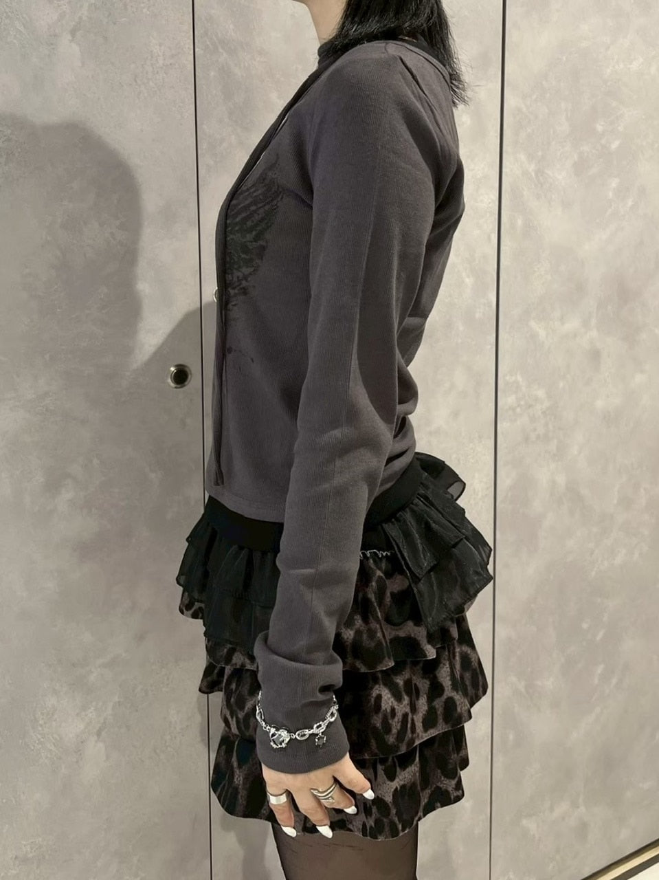 【Never mind the XU】tie set cross wing long sleeve tee (3color) / 【ネバーマインドザエックスユー】ネクタイセットクロスウィングプリント長袖Tシャツ