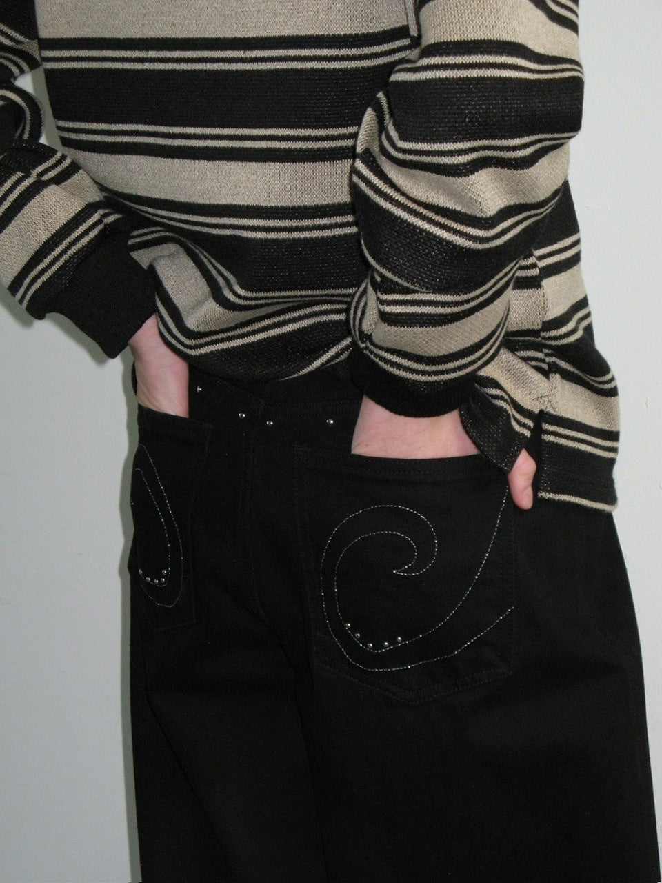 【CRANK】STUD WIDE JEANS