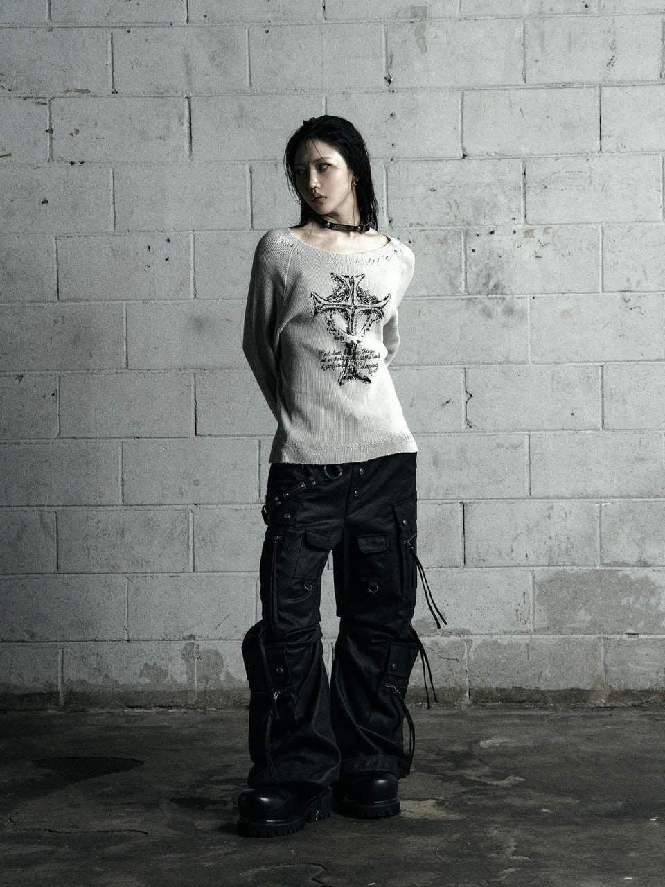 【Rosen Kreuz】CURVE FIT LONG CARGO PANTS