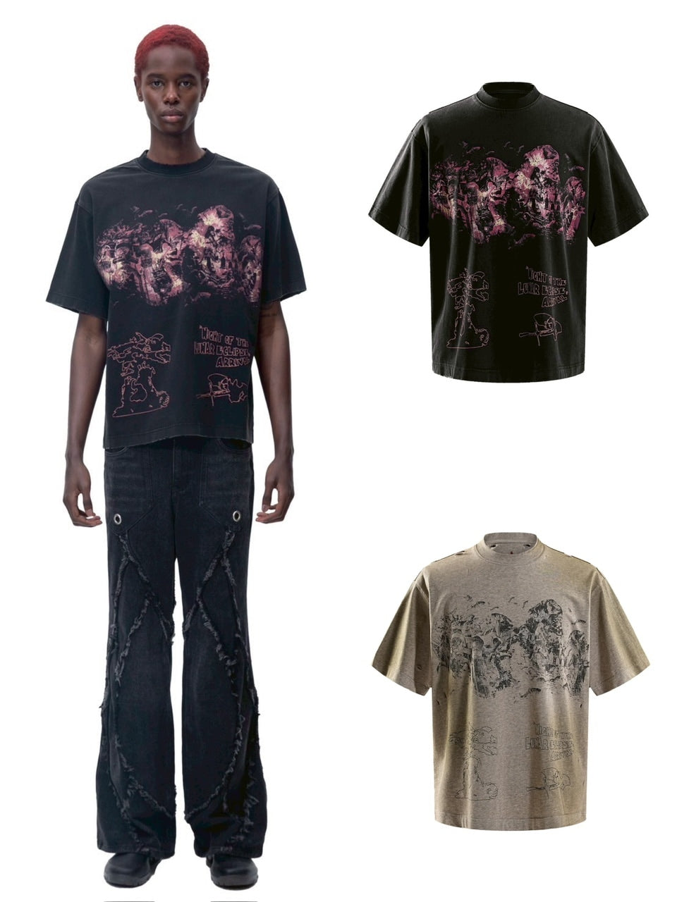 【The Boy Has No Patience】NIGHT OF THE BLOOD MOON WASHED SHORT SLEEVES