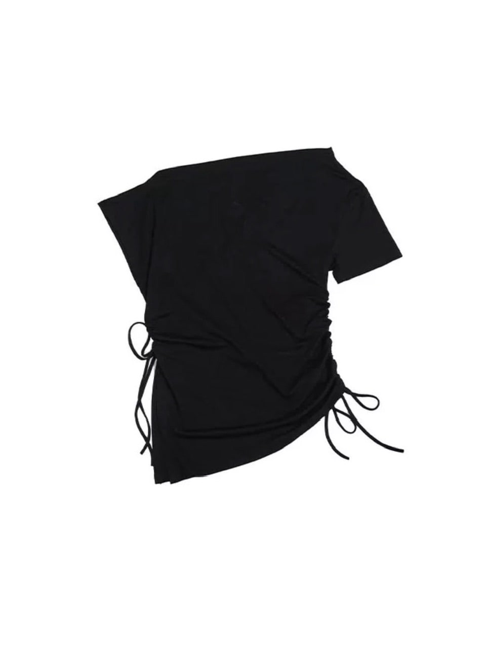 【Cest Nous】Off-shoulder ruched T-shirt / 【セヌー】オフショルダー半袖Tシャツ