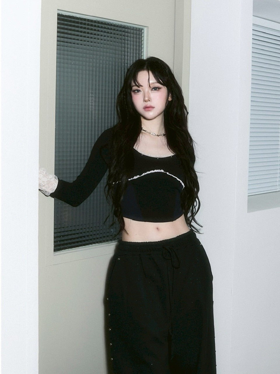 【CHERRYQUIRI】corset stud long sleeve