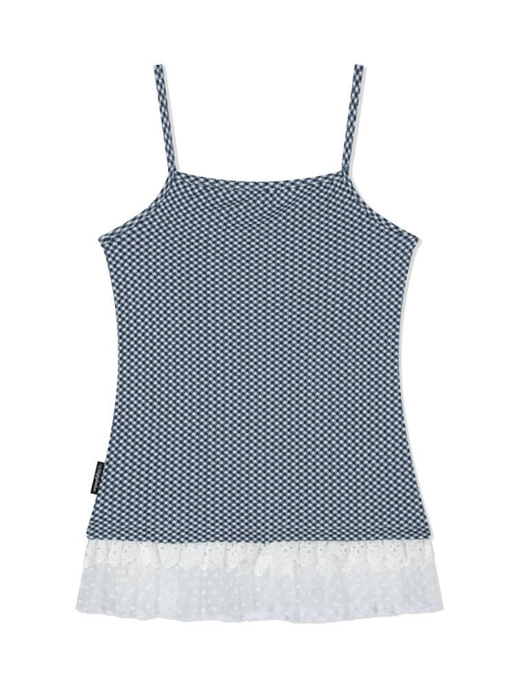 【Uglyshadow】CHECKERED LACE SLEEVELESS
