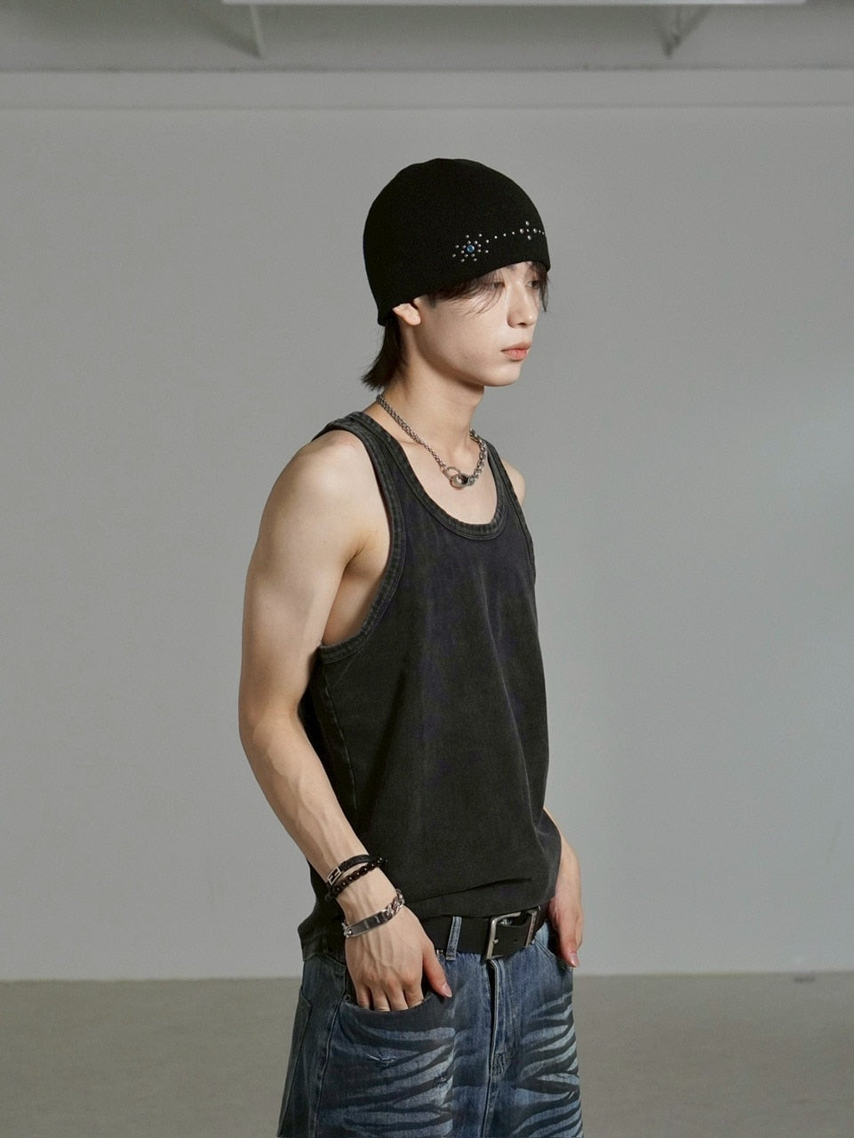 受注制【Chikashitsu +】mulch studs beanie (3color) / 【チカシツプラス】マルチスタッズニット帽子