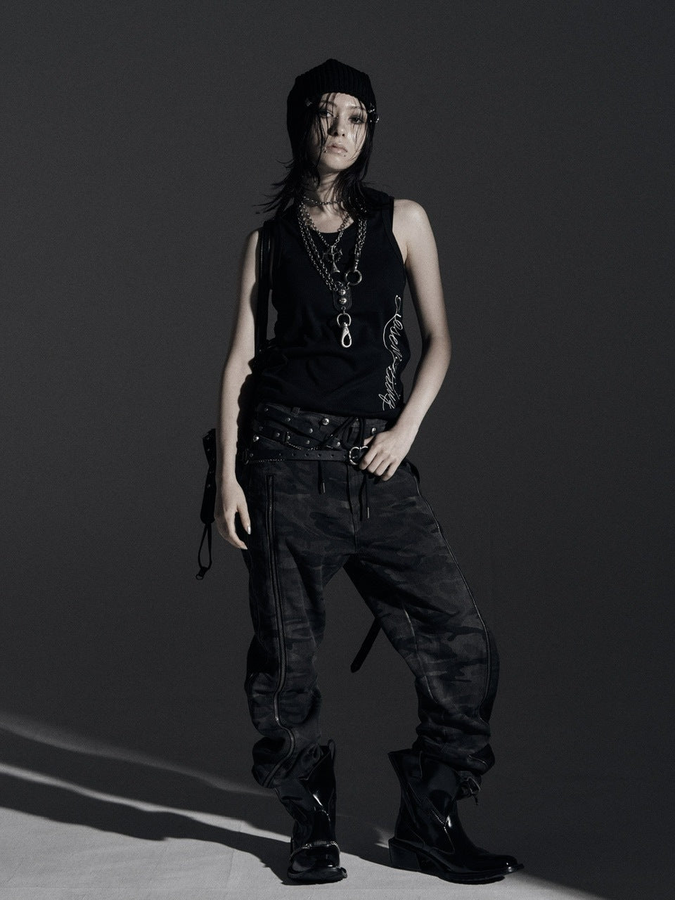 【Rosen Kreuz】ZIP WIDE BAGGY PANTS