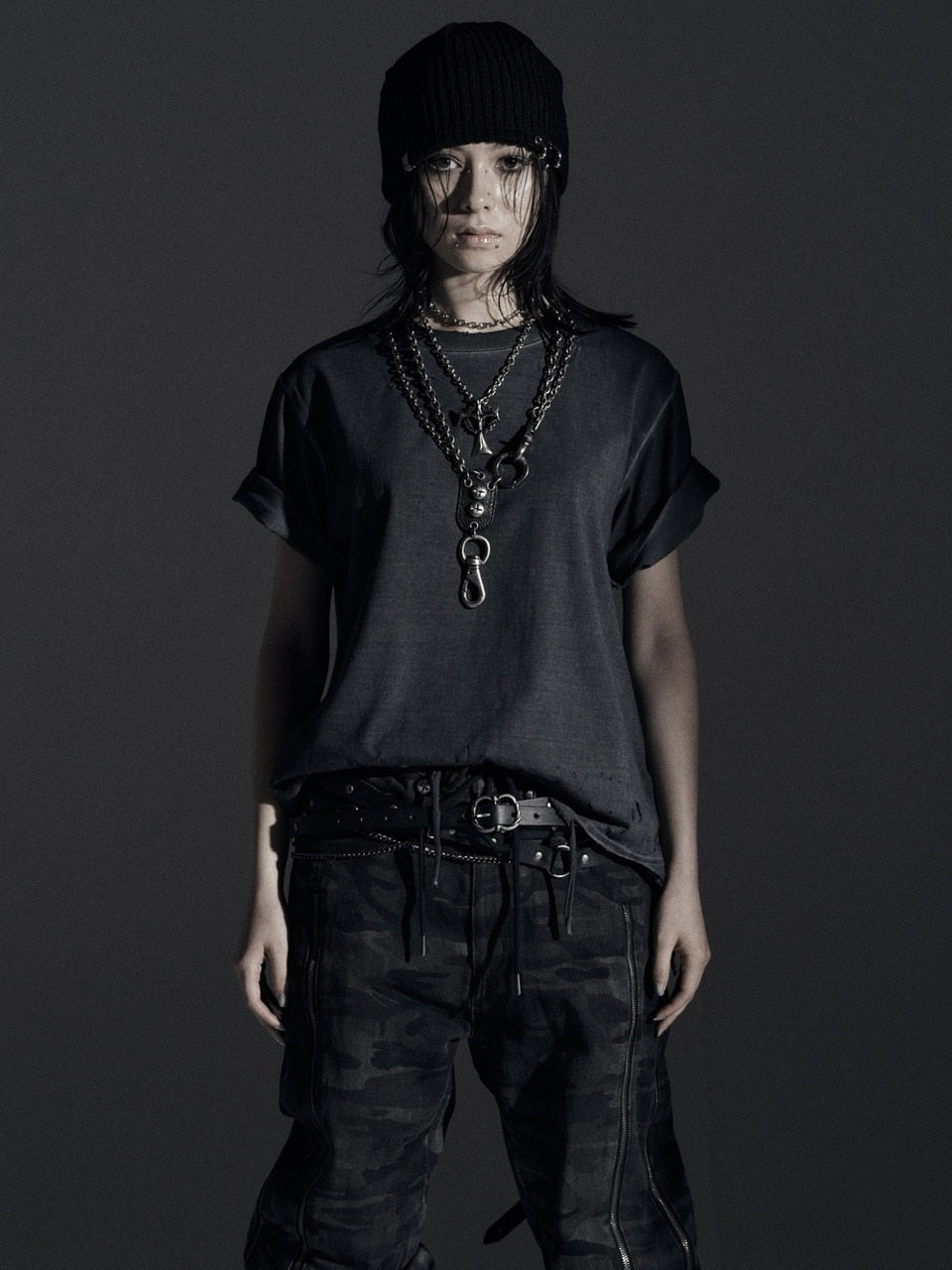 【Rosen Kreuz】BOXY FIT LAYERED DAMAGE TEE
