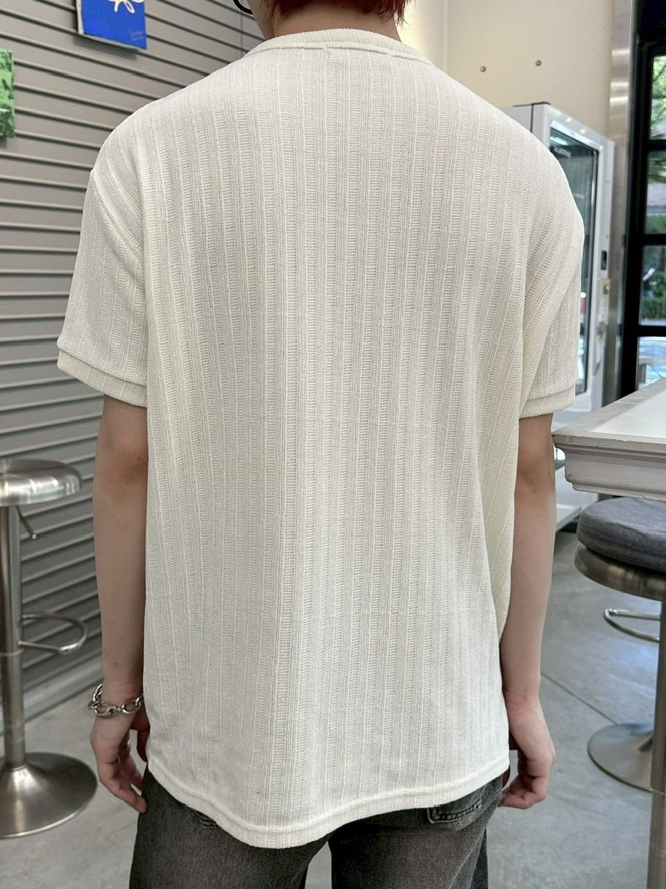 受注制【LUV CODE】henry neck half sleeve velours top (4color)