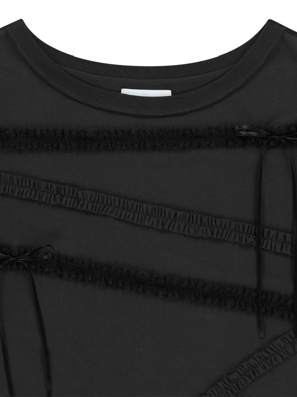 【TUOMIO】LACE STRAP OVERSIZED T-SHIRT / 【トゥオミオ】レースストラップオーバーサイズ半袖Tシャツ