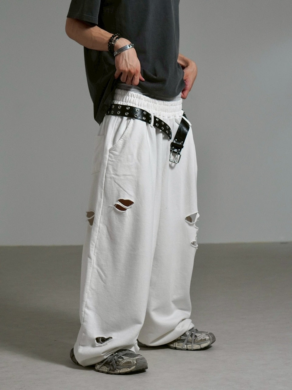 【Chikashitsu +】full length damage sweat pants / 【チカシツプラス】フルレングスダメージスウェットパンツ (3color)