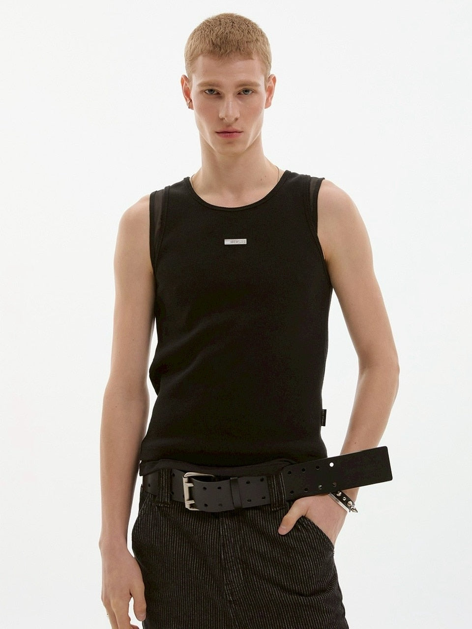 【ESC STUDIO】mesh layered sleeveless / 【イーエスシーステュディオ】メッシュレイヤードタンクトップ