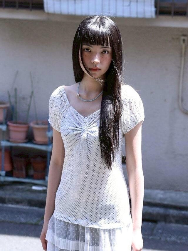 【Uglyshadow】DOTTED RUFFLE DRESS / 【アグリーシャドウ】ドットラッフルチュニック