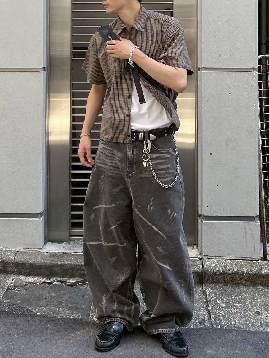 【Chikashitsu +】full painting wide denim pants / 【チカシツプラス】 フルペインティングワイドデニム