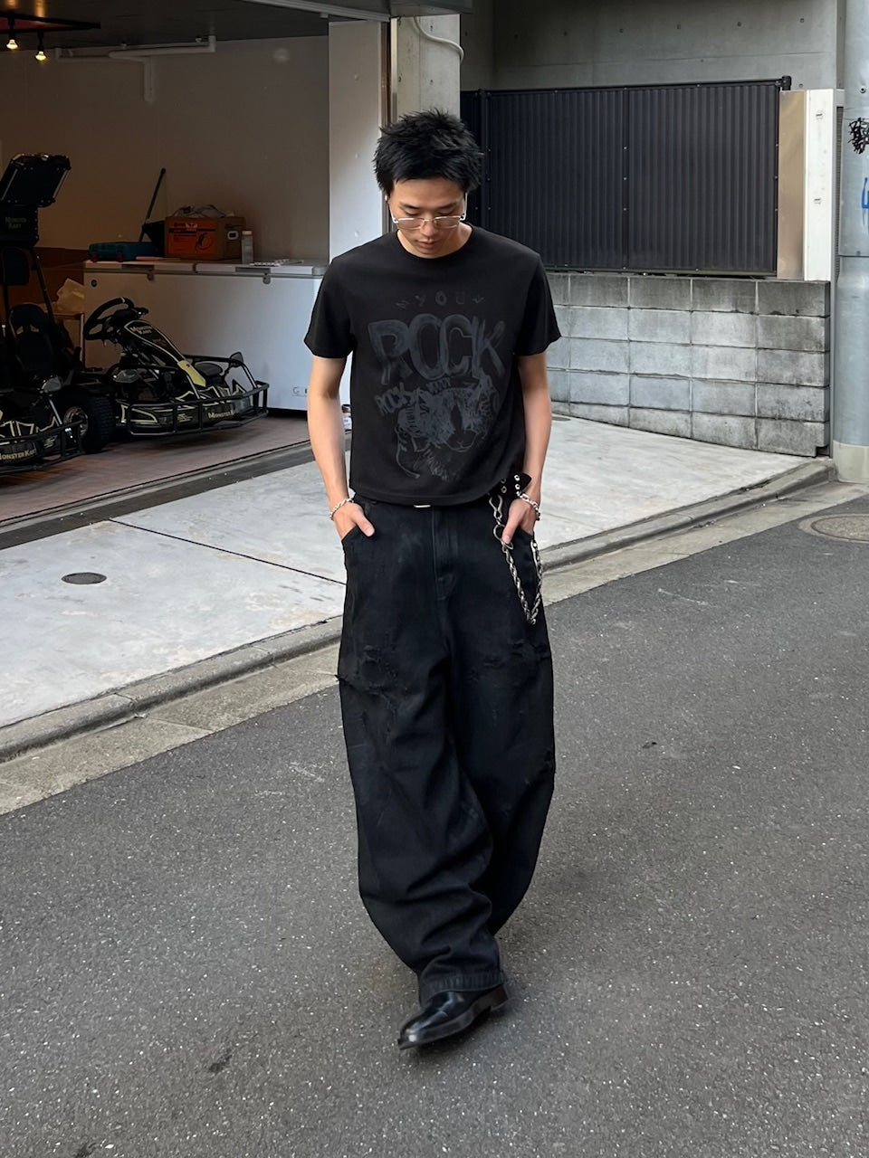 大阪店WEB限定【Chikashitsu +】cropped cat t-shirt (2color