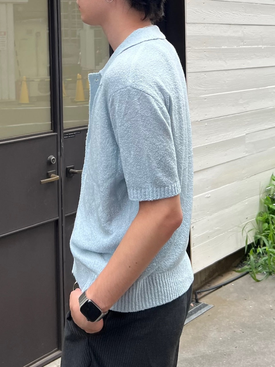 東京店WEB限定受注制【Chikashitsu +】boucle knit polo cardigan (2color) / 【チカシツプラス】ブークレニットポロカーディガン (2color)