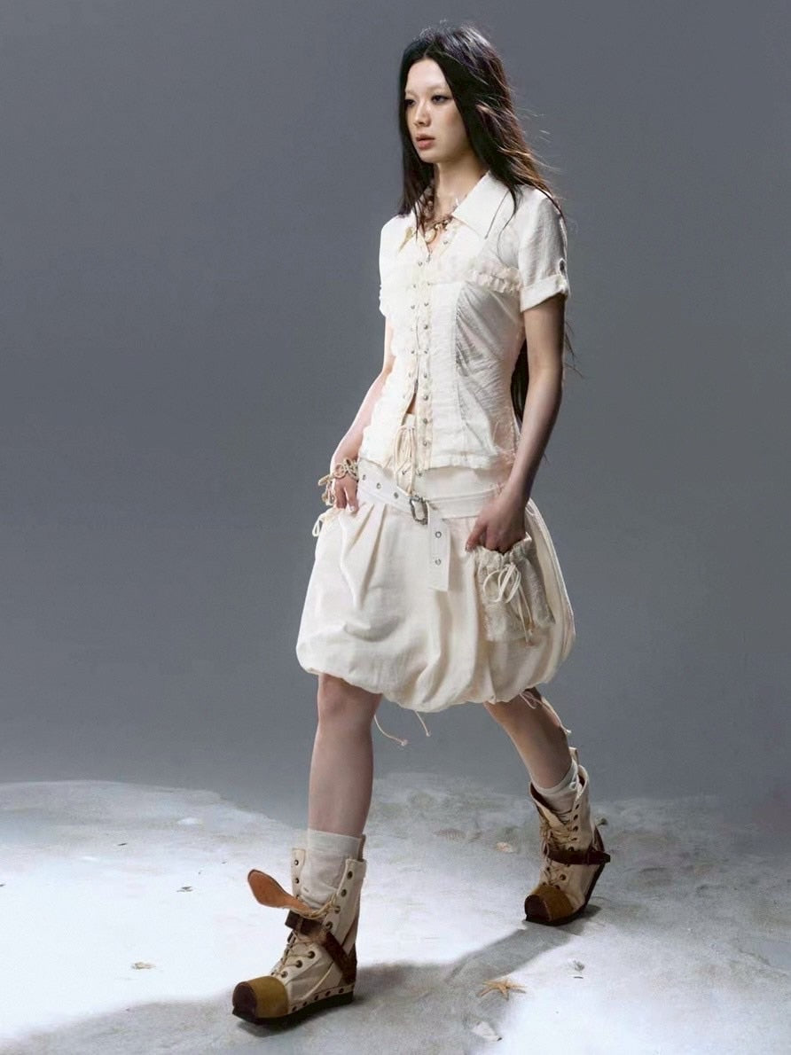 【Cest Nous】Petal Skirt / 【セヌー】ベルトポケットバルーンスカート