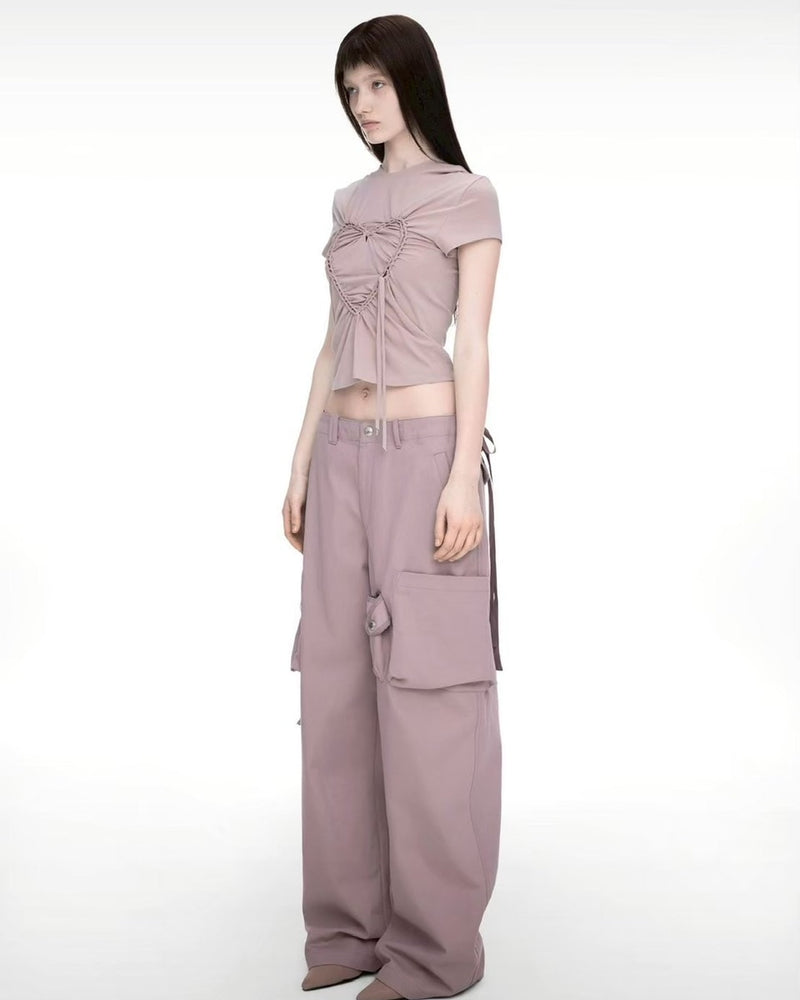 【NACHE】STRAP WIDE CARGO PANTS (UNISEX)