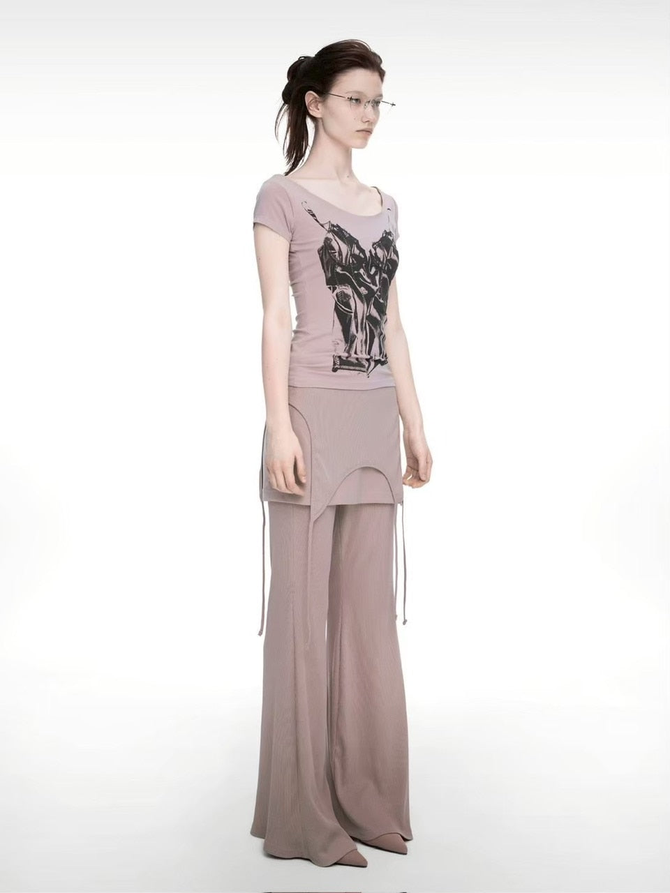 【NACHE】MIXED LAYERED SKIRT PANTS