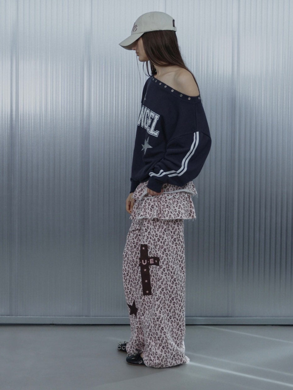 【SETUP‐EXE】FRILL LEOPARD PRINT PANTS / 【セットアップエグゼ】フリルレオパードプリントスウェットパンツ