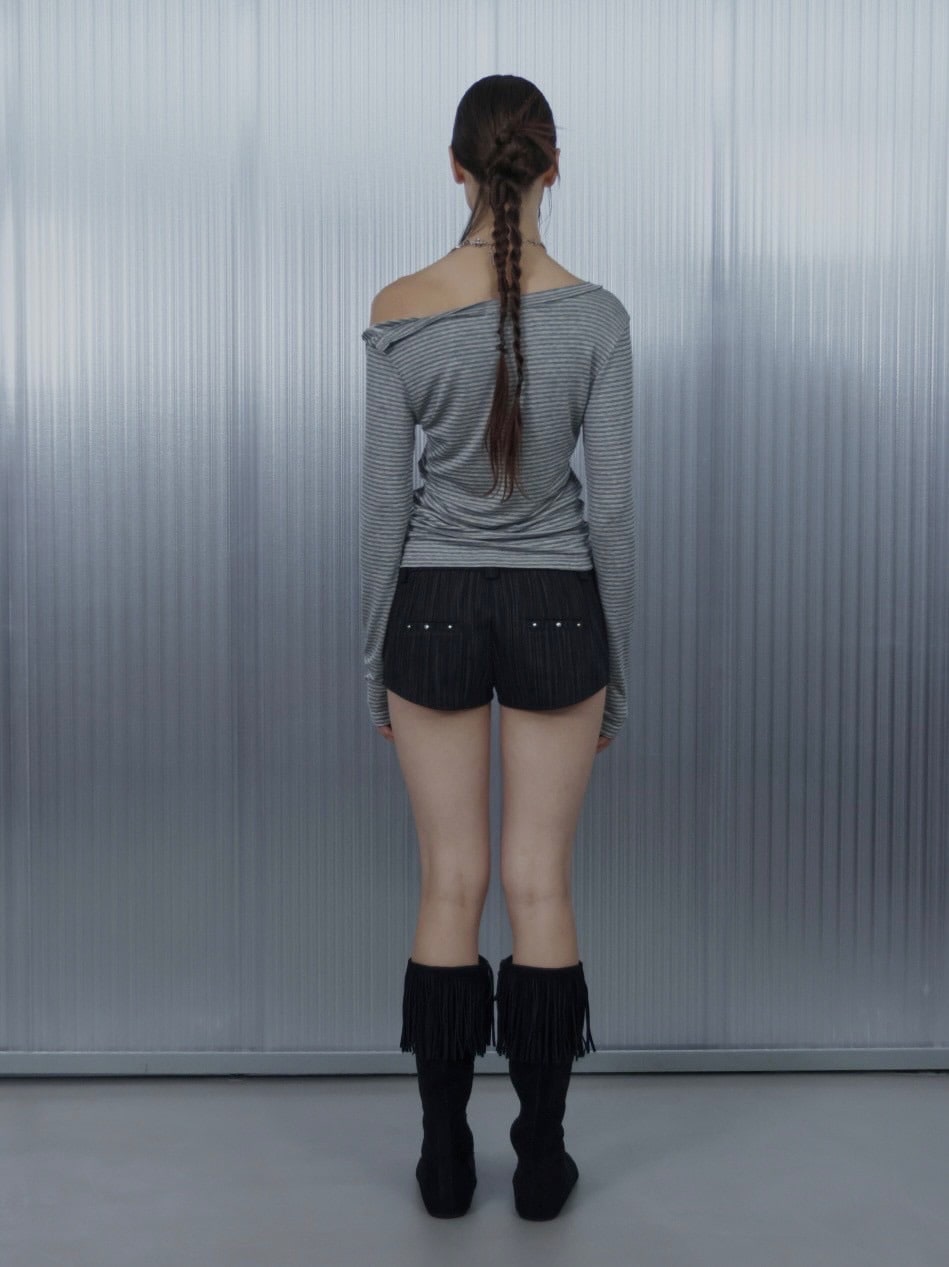 【SETUP‐EXE】STRIPED STUDDED SHORT PANTS / 【セットアップエグゼ】ストライプスタッヅショートパンツ