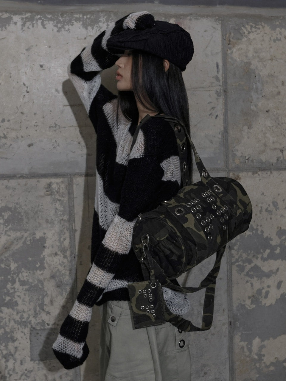 【FANCY CLUB】FFFF EYELET DUFFLE BAG / 【ファンシークラブ】ＦＦＦＦアイレットダッフルバッグ