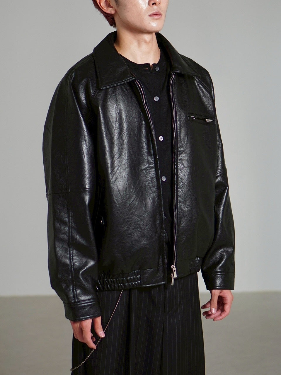 受注制【Chikashitsu +】bomber synthetic material jacket / 【チカシツプラス】ボンバーシンセティックマテリアルジャケット (2color)