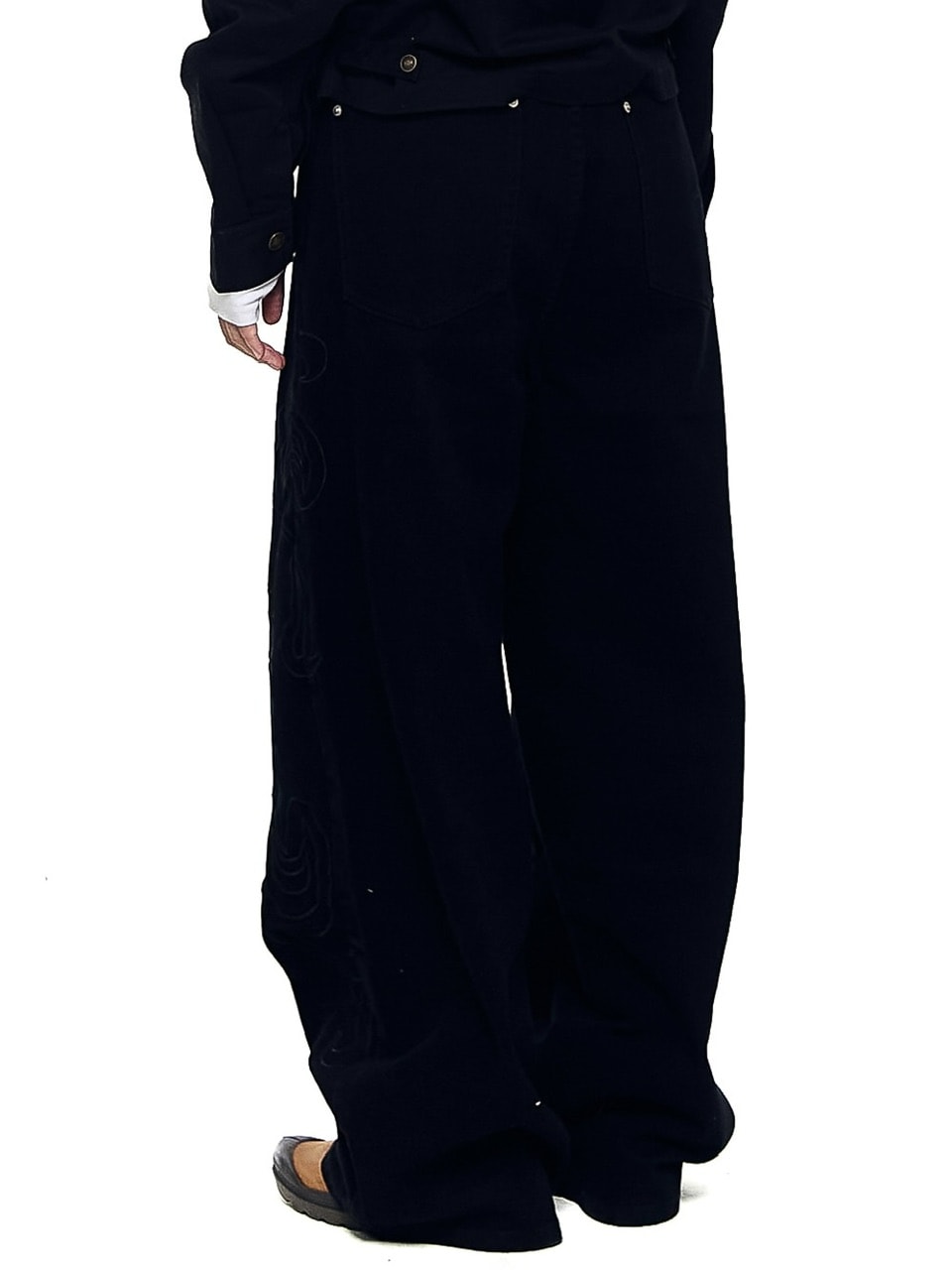 【AAKAM】Needlework Wave Cotton Pants