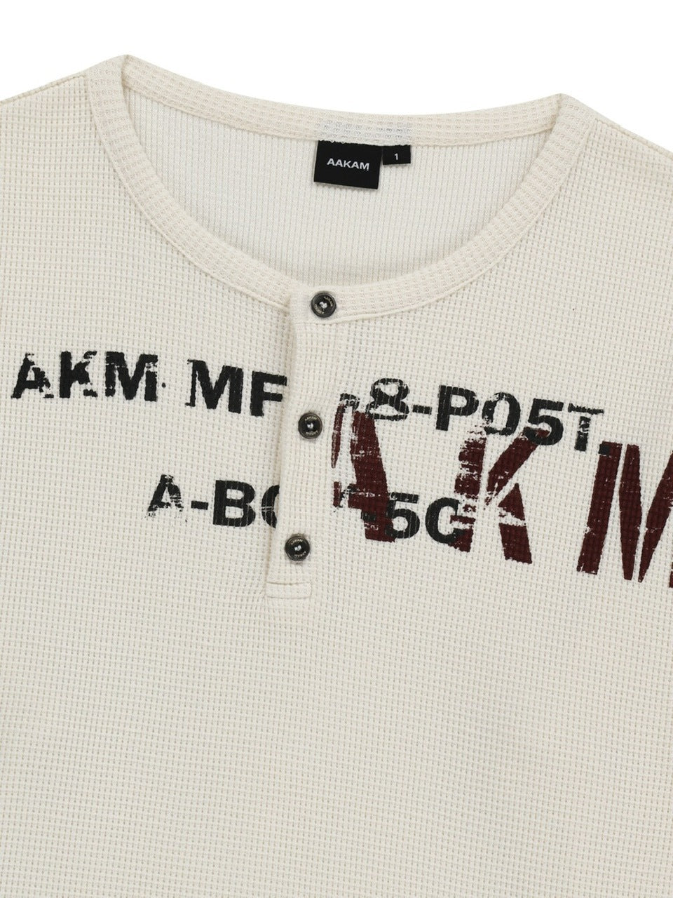 【AAKAM】Waffle Henry Neck Long Sleeve