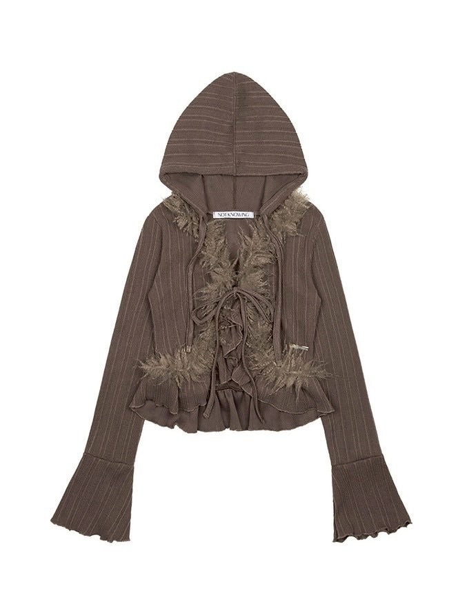 【NOT KNOWING】Hairy Fur Hood Cardigan / 【ノットノーイング】ヘアリーファーフードカーディガン