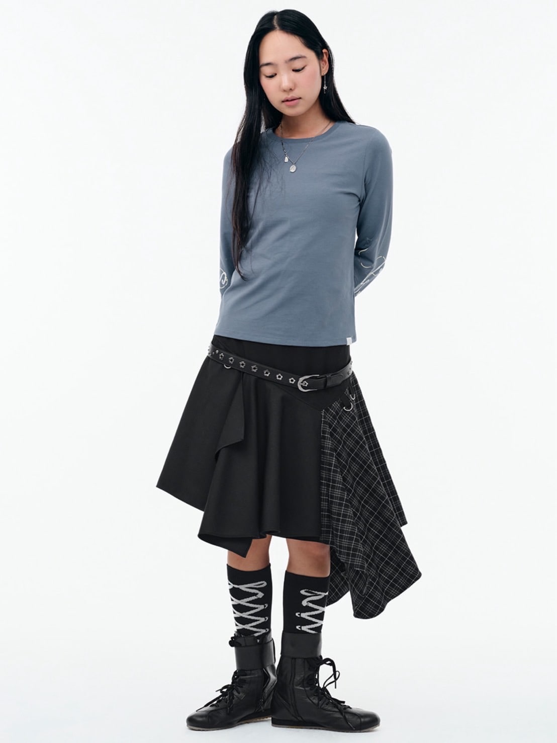 【TUOMIO】LAYERED ASYMMETRIC SKIRT / 【トゥオミオ】レイヤードアシンメトリースカート