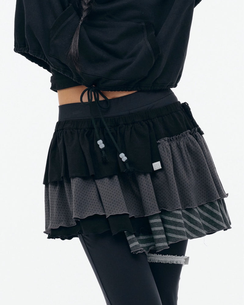 【TUOMIO】BANDED LAYERED SKIRT / 【トゥオミオ】バンディッドレイヤードスカート