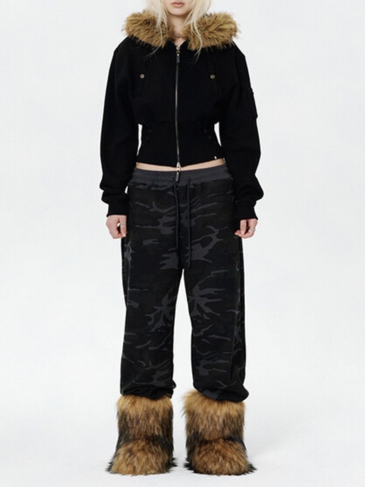 【runningHIGH】FUR ZIP UP HOODIE / 【ランニングハイ】ファージップアップパーカー