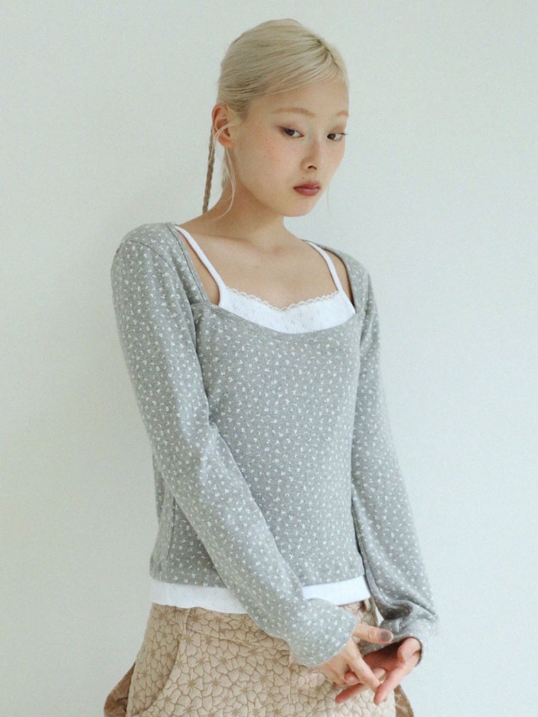 12/21 20:00 再販【Uglyshadow】FLOWER LAYERED T-SHIRT