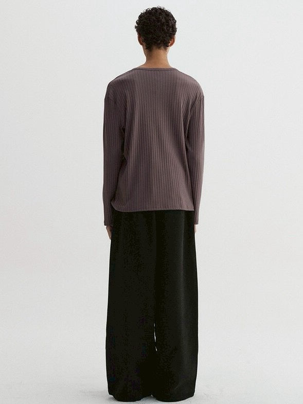 【DNSR】Ribbed Henley Long Sleeve