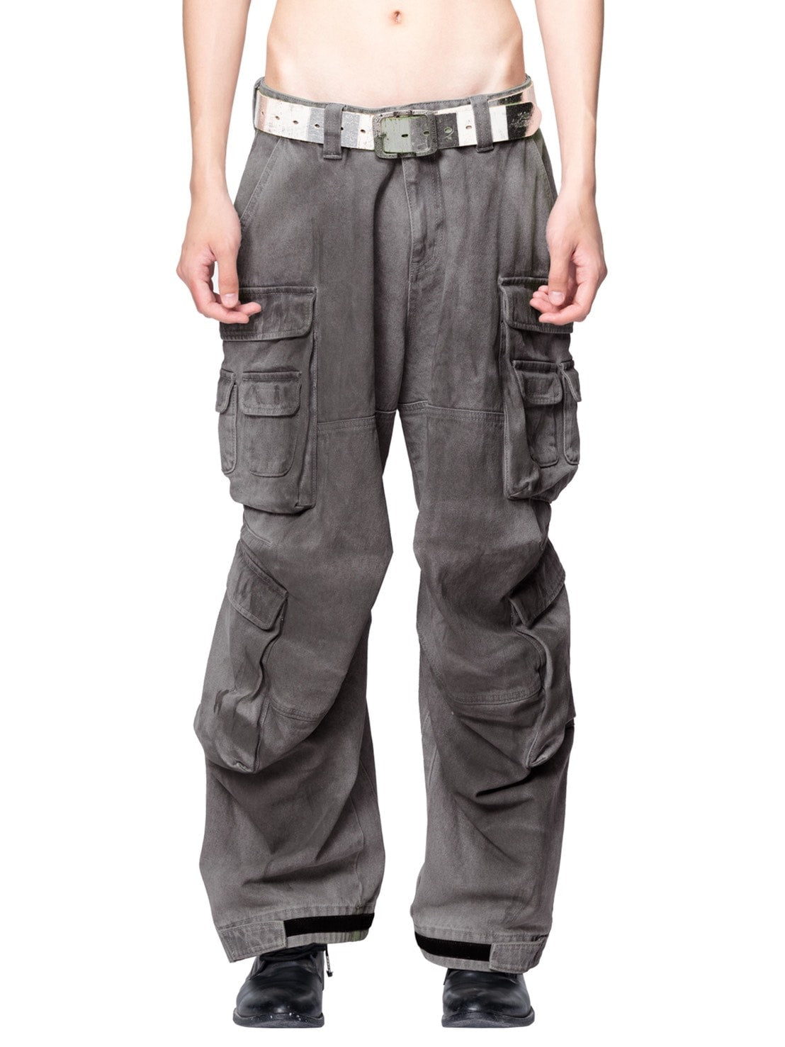 【The Boy Has No Patience】Adjustable Multi-Pocket Wiping Overalls / 【ザボーイハズノーペーシェンス】マルチポケットデニムパンツ