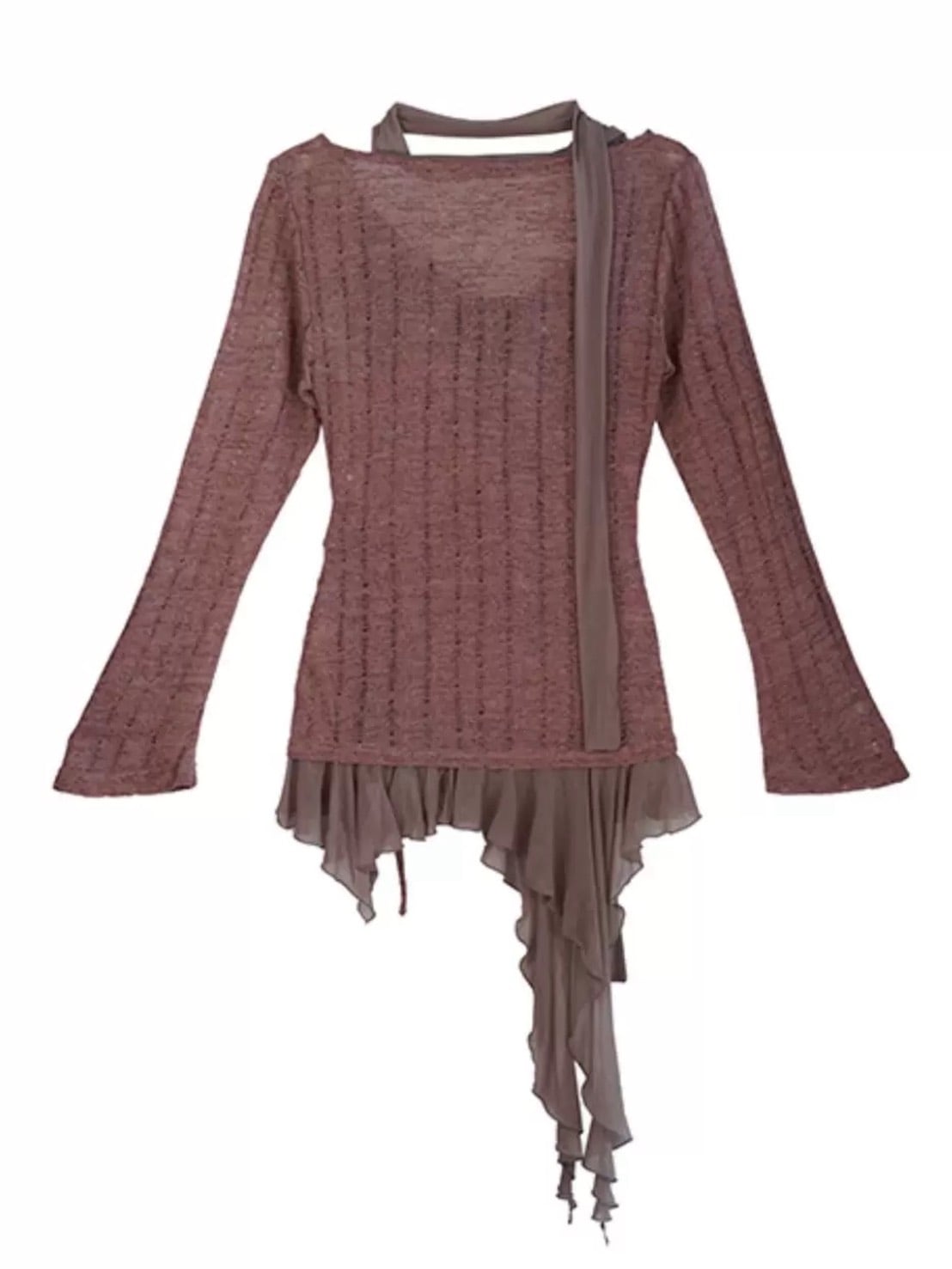 【Cest Nous】Dropped Neckline Graffiti Top