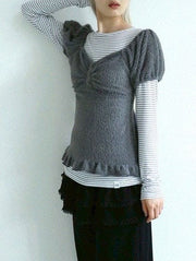 12/21 20:00 発売【Uglyshadow】SOFT SHIRRING T-SHIRT